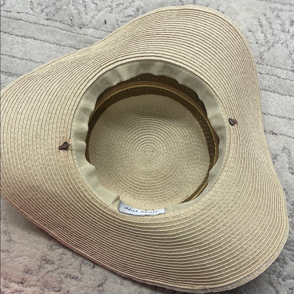 Hat Stuff Wide Brim Straw Hat with Brown Band - Picture 4 of 5